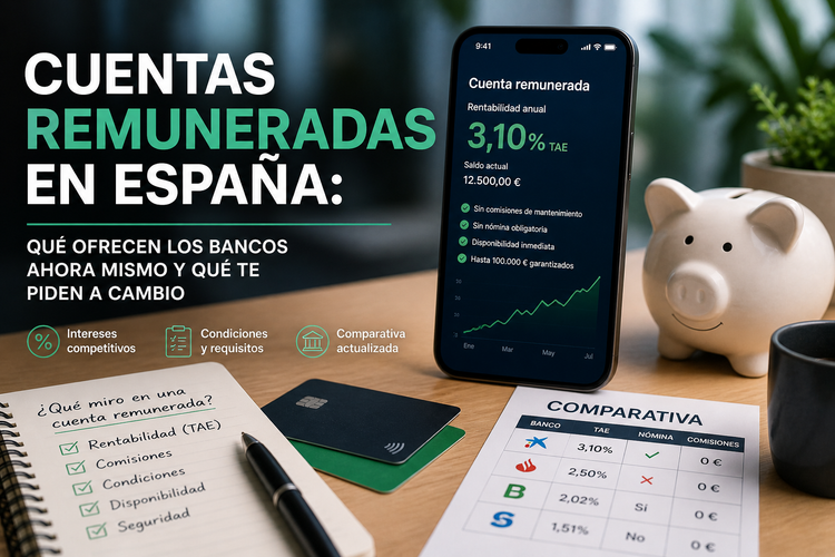 Cuentas remuneradas en España: qué ofrecen los bancos ahora mismo y qué te piden a cambio